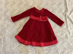 Sophie Rose Girls Dress Sz 3T Red Velevet Dress Christmas Belted - Picture 1 of 8