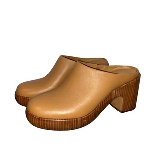 VINCE Navina sheepskin leather Clogs caramel Tan platform Size 6.5 retro style - Picture 1 of 16