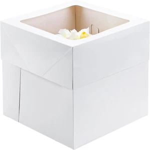 8 Pack Cake Boxes12X12X12 Inch Cake Boxes with Window, Sturdy Tall Cake Carrier, - Picture 1 of 7