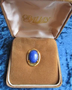 Genuina 12 x 16 mm Lapislázuli Cabujón en Tono Dorado Tie Tie Tack - Imagen 1 de 2