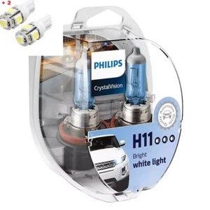 PHILIPS H11 Crystal Vision 4300K Bulbs 12362CVSM + Parking Lights **H8 H9** - Picture 1 of 4