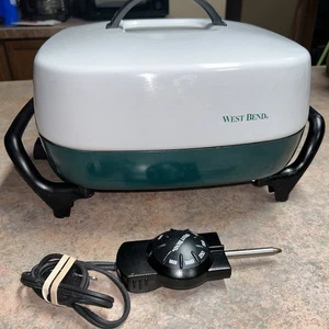 West End Completely Immersive Electric Skillet Green & White 0446 Tested & Works - Picture 1 of 9