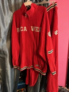 Y2K Rocawear Velour Red Jumpsuit Jacket And Pants Suit Size XXL Wide Legs - Picture 1 of 24
