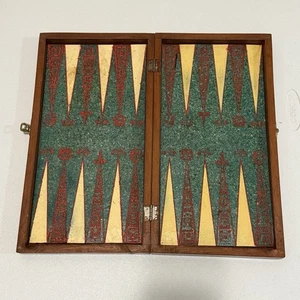 Vintage Malachit Azteken Stil Backgammon Holz Set Resin Komplettset - Bild 1 von 17