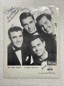 50’s “The Four Voices” Signed Autographed Photo Columbia Records Hit Lovely One￼ - Picture 1 of 7