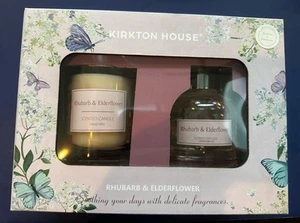 BEAUTIFULLY BOXED GIFT SET CANDLE & DIFFUSER RHUBARB & ELDERFLOWER NIB! - Picture 1 of 8