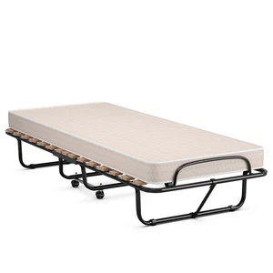 Folding Bed Rollaway Extra Guest W/ Memory Foam Mattress Made in Italy - Picture 1 of 6