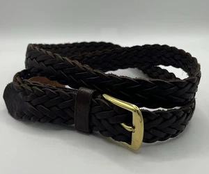 Mulholland Brothers Dark Brown Woven Braided Leather MENS BELT Size 38 / 95 - Picture 1 of 9