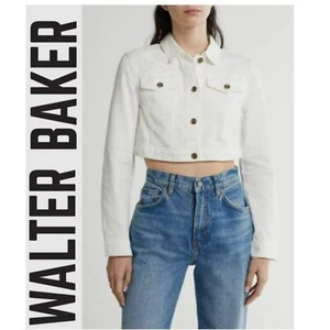 NWT WALTER BAKER XL Cropped White Denim Jacket - Picture 1 of 5