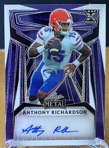 2022 Leaf Metal #BA-AR1 Anthony Richardson Purple Prismatic Auto #'d 5/5 SSP