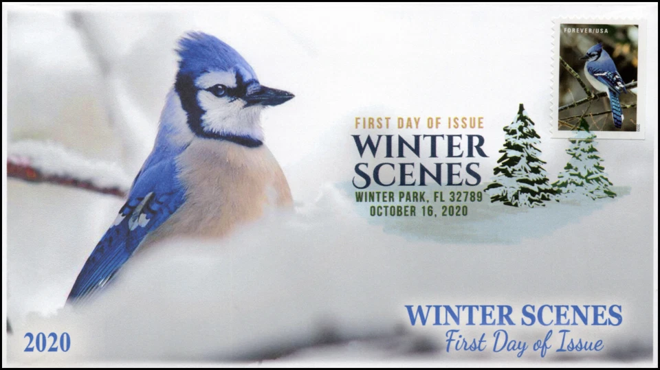 20-247, 2020, Winter Scenes, FDC, Digital Color Postmark, Blue Jay - Image 1 of 1