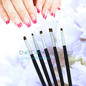5 pz penne gel UV professionali per nail art set pennelli piatti acrilici pittura - Foto 1 di 5