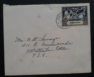 c. 1949 Bermuda Cover ties 3d Stamp cd Warwick to McAlester - Picture 1 of 2