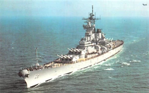 #H1102    U.S. MILITARY  SHIP   POSTCARD,  U.S.S.  " NEW JERSEY " - Picture 1 of 2