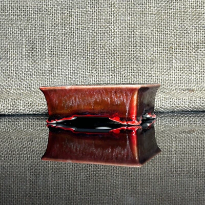 Handmade bonsai pot, Ceramics, glazed pot , 3 layers of colored glaze, 4" - Image 1 of 4