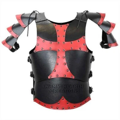 Armadura cruzada de couro real – Body Armor mercenário medieval | LARP e C personalizáveis - Imagem 1 de 4