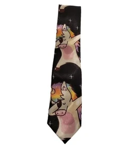 Dabbing Unicorn Neck Tie Novelty Tie Dab Funny Dainamo Fathers Day Dad Unique - Picture 1 of 3