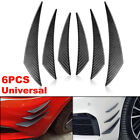 6pcs Universal Carbon Fiber Front Bumper Body Fins Spoiler Canards Splitter Kit