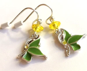 Pendientes Mariposa Hipoalergénicos Verde Amarillo Plateado Esmalte Primavera - Imagen 1 de 12
