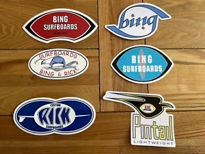 VINTAGE ORIGINAL BING & RICK SURF STICKERS - VARIOUS DESIGNS - Picture 1 of 14