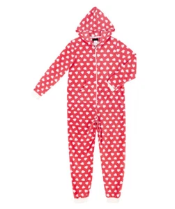 Women's Hooded Adult Jumpsuit Zipper Printed 1Onesie Brushed Fleece Pajamas - Picture 1 of 21