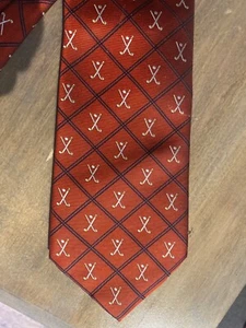 mens LANDS END golf necktie tie 100% silk made in ITALY RED - Picture 1 of 4