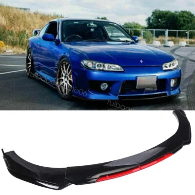 For Nissan S15 200SX Silvia Black&Red Front Bumper Lower Lip Spoiler - Imagem 1 de 4