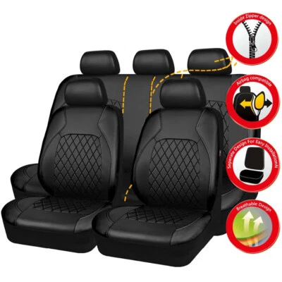 Seat Covers Car Front Rear 5-Seats Protective Cushions Interior Accessories 9Pcs - Image 1 of 4