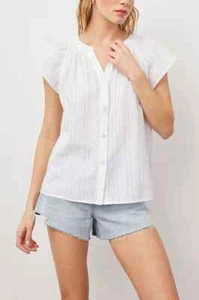 ANTHROPOLOGIE $148 NEW Rails Alena Seer Sucker Power White Top Size XS - Picture 1 of 7