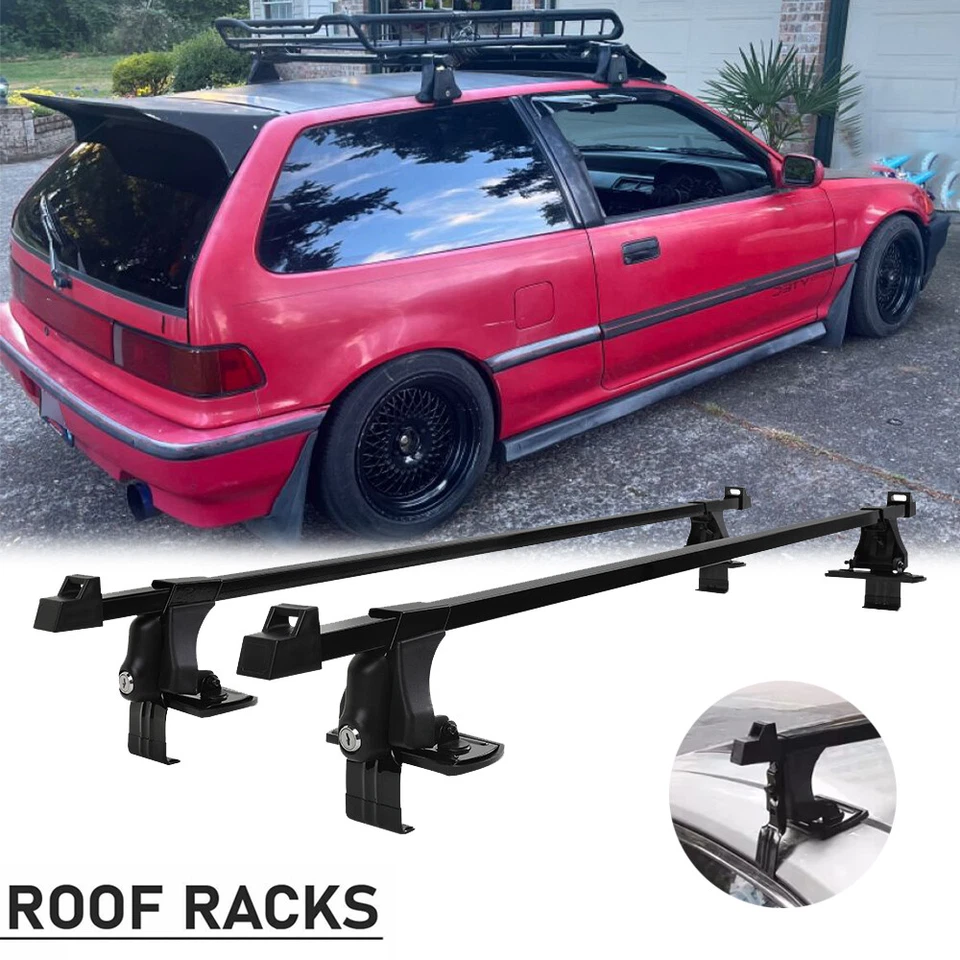 Portaequipajes con barra transversal de techo de 53" para Honda Civic EF 1987-1991 con bloqueo Foto 1 de 4