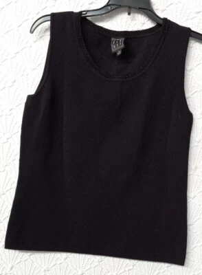 Womens Sleeveless Blouse Due Per Due M Black with Nice Neckline  - Image 1 of 4