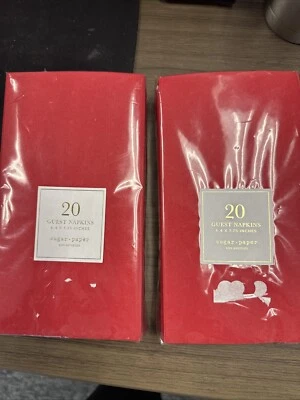 New 60 Sugar Paper Guest Napkins Red & White Dots 4.4" x 7.75 Christmas Valentin - Image 1 of 4