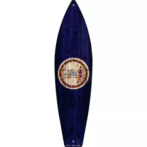 Letrero de tabla de surf de metal con bandera del estado de Virginia placa de 17"x4,5" puerta de casa garaje pared - Imagen 1 de 1