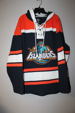 New NHL New York Islanders old time jersey style mid weight cotton hoodie men M Cover