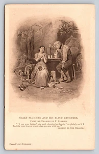 Cassell's Art Postcard Dicken's Caleb Plummer Blind Daughter Drawing F. Barnard - Picture 1 of 2