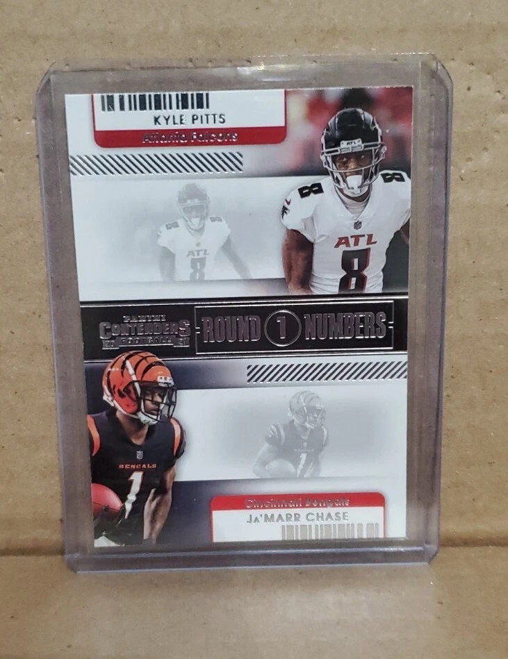 2021 Contenders Kyle Pitts JA'Marr Chase Round Numbers Rookie RC #RN-KPI - Image 1 of 2