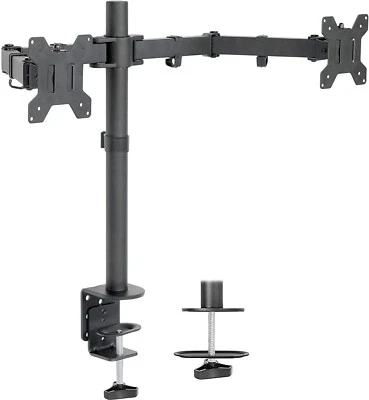 Dual Monitor Stand Mount, Heavy-Duty Fully Adjustable Desk Clamp Arms Up to 27" - Image 1 of 4