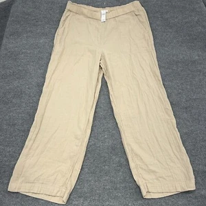 Gap Pants Womens XL Beige Cotton High Rise Gauze Muslin Wide Leg Pull On 30" NEW - Picture 1 of 10