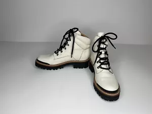 Marc Fisher Womens Boot SZ 8 Ankle Leather Lugsole Combat Lace Up Speed Hooks - Picture 1 of 9