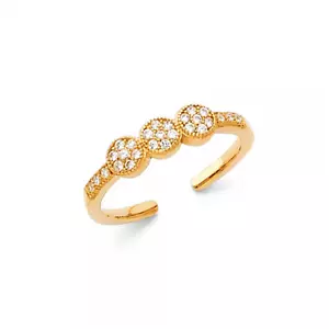 14K massiver Gelbgold Zirkonia Kreis Zehenring verstellbar - Fußband Damen - Bild 1 von 1
