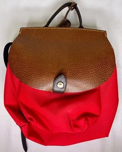 Dooney & Bourke Red Nylon & Leather Saddle Bag Backpack - Picture 1 of 9