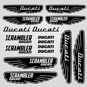 Ducati Scrambler Aufkleber Flügel 16x Stück Ersatz Sticker Set Tuning altes Logo - Bild 1 von 9