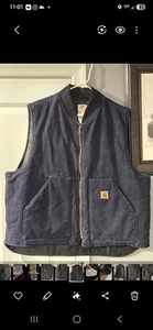 Vintage USA Carhartt Quilted Blue Vest 90's Detroit VO2 XXL / 2XL Made in USA.  - Bild 1 von 9