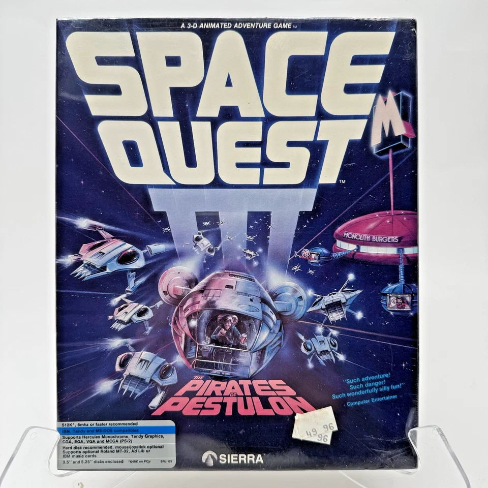 FACTORY SEALED Space Quest III Pirates of Pestulon IBM TANDY MS-DOS Sierra 1989 - Image 1 of 4