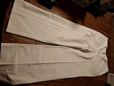 Nine and Company by Nine West Size 10 White Blue Pinstripe Pleated Pants Pockets - Image 1 of 2