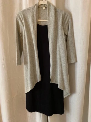 Vestido Haani New York Petite Tejido Dos Tonos Nuevo con Etiquetas | Negro y Gris Aspecto en Capas PS Foto 1 de 4