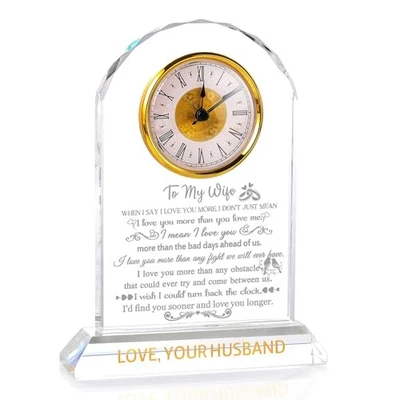 de Marido - Reloj de Cristal, Cumpleaños, Boda Aniversario Regalos para Esposa Foto 1 de 4