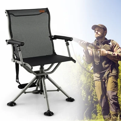 360 Degree Silent Swivel Hunting Chair w/ All-terrain Feet Pads Support 400 LBS - Image 1 of 4