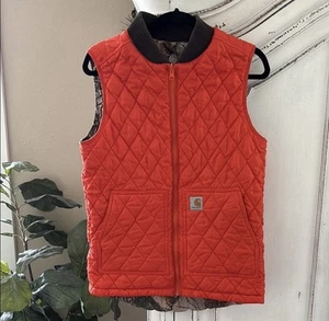 Carhartt Reversible Camo/Orange Quilted Hunting Vest in size Large 14-16 *Flaw - Picture 1 of 8