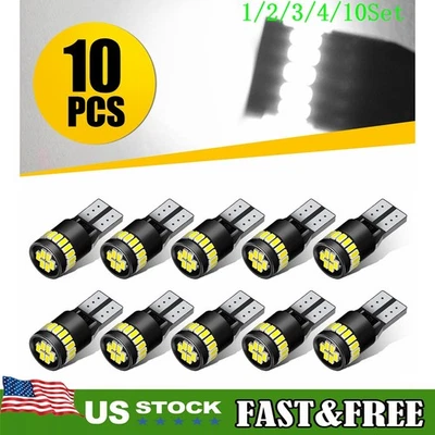 CANBUS Car T10 Bulbs Error Led COB Free SMD Xenon White 501 W5w Side Light 2/10x - Image 1 of 4